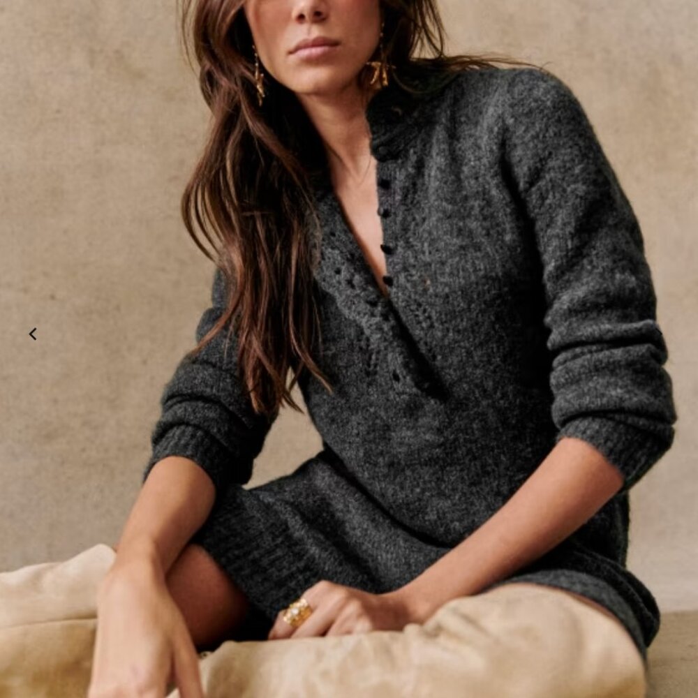 Sezane Charcoal Cowl Neck Sweater
